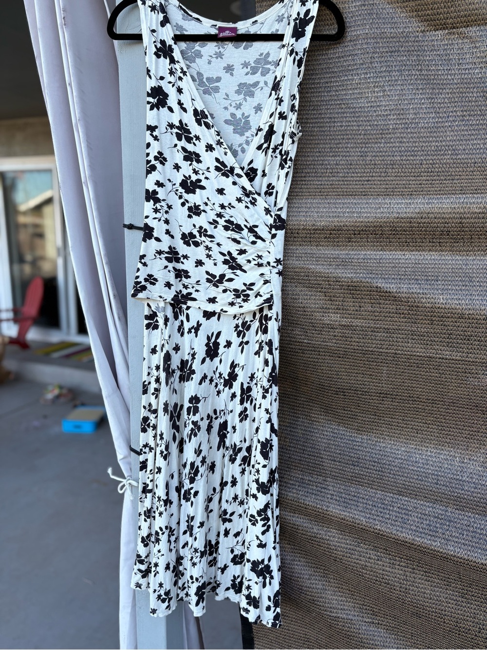 Sleeveless Black & White Floral Midi Dress